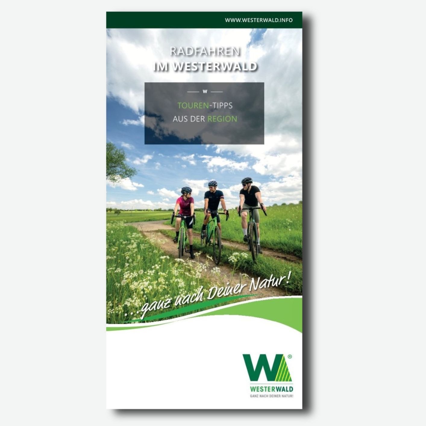 Informationsflyer über Radfahren im Westerwald mit Tipps und Bildern