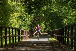 Radfahrerin bei Rehe