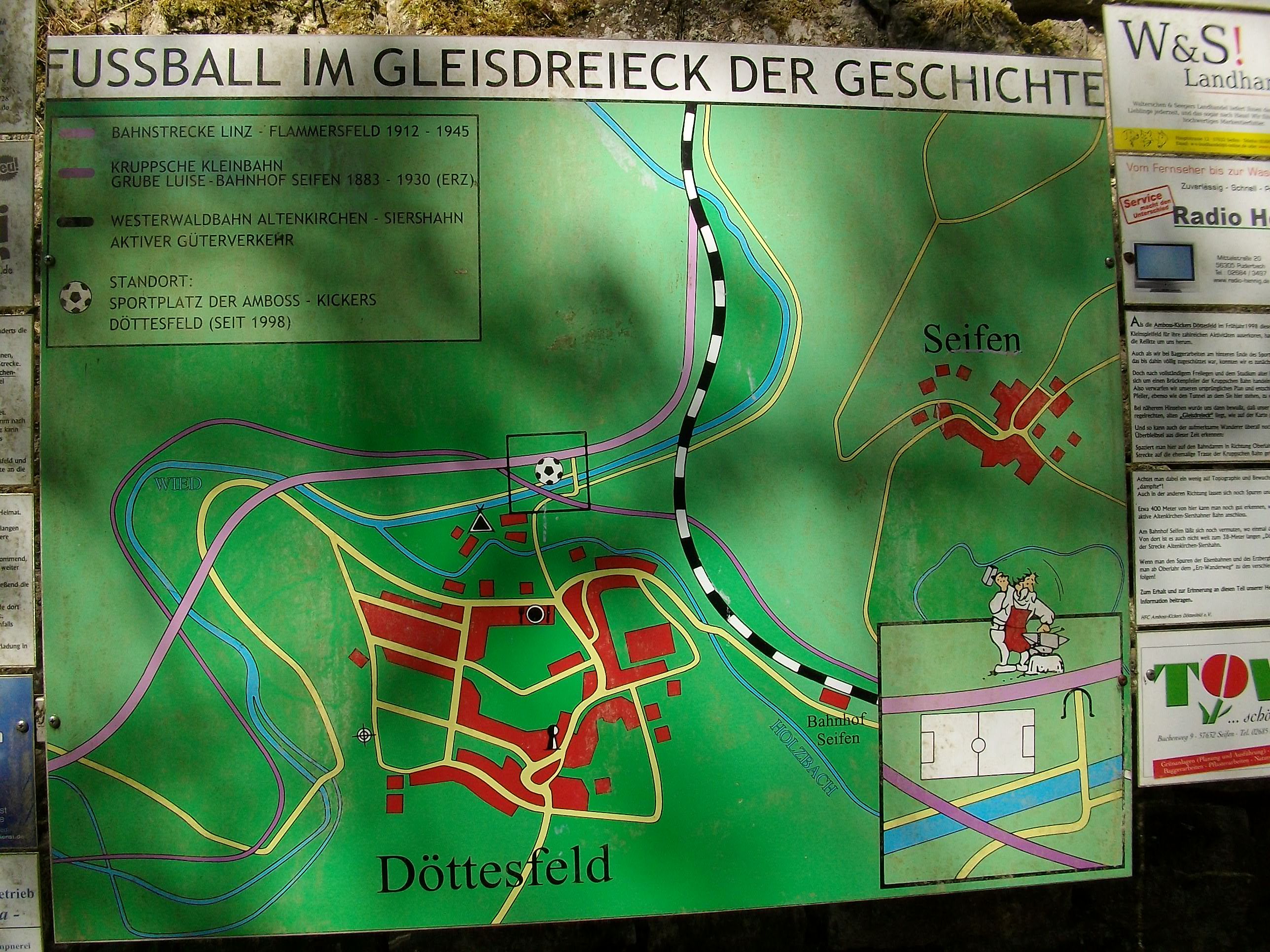 Infotafel zu den alten Bahntrassen bei Döttesfeld