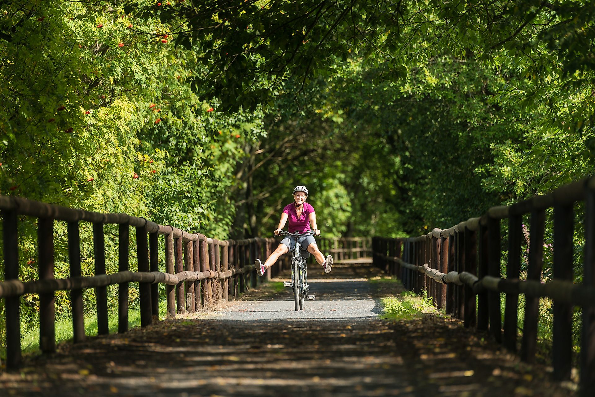 Radfahrerin bei Rehe
